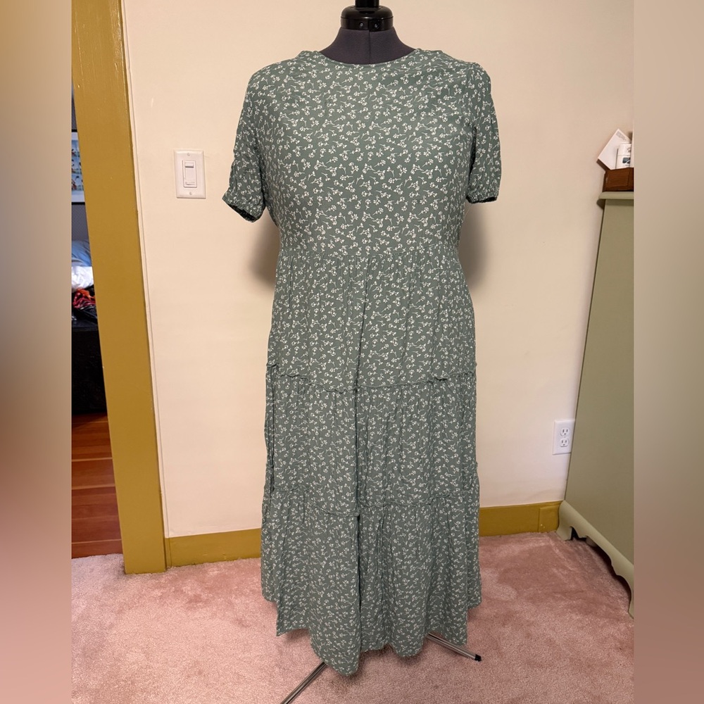 Floral Green Tiered Dress by Sweet Magnolia XXL Size 16